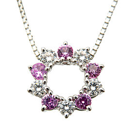 Authentic TASAKI Diamond Pink Sapphire Necklace 0.30ct K18 White Gold Used F/S