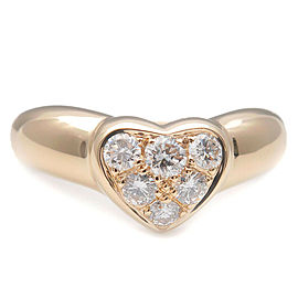 Authentic Tiffany&Co. Heart Pave 6P Diamond Ring Yellow Gold US4.5-5 Used F/S