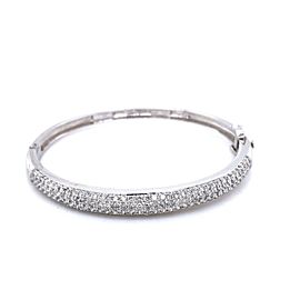 Round Diamond 3.00 tcw Pave Diamond Bangle Bracelet in 14kt White Gold