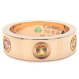 Authentic Cartier Love Ring Multi Color Stone K18PG #48 US4.5 EU48 Used F/S