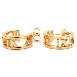 Authentic Tiffany&Co. Atlas Hoop Earrings K18YG 750YG Yellow Gold Used F/S