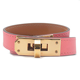 Auth HERMES Kelly Bracelet Double Tour Leather Bracelet Size XS Pink Used F/S