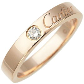 Authentic Cartier Engraved 1P Diamond Ring K18 Rose Gold #46 US3.5-4 Used F/S