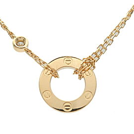 Authentic Cartier Love Circle 2P Diamond Necklace K18 750 Yellow Gold Used F/S