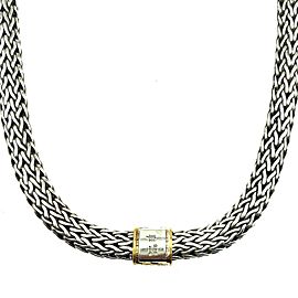 John Hardy Classic Woven Wheat Chain Necklace Sterling Silver