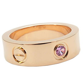 Auth Cartier Love Ring 1P Pink Sapphire Rose Gold #49 US5 EU49 Used F/S