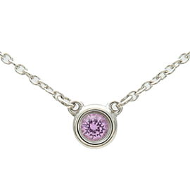 Auth Tiffany&Co. By the Yard 1P Pink Sapphire Necklace 0.08ct Silver Used F/S