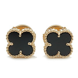 Authentic Van Cleef & Arpels Sweet Alhambra Earrings Onyx K18YG 750YG Used F/S