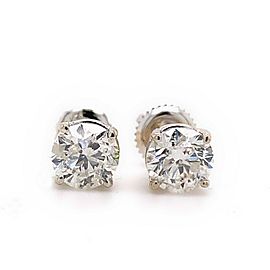 Round Solitaire Diamond Stud Earrings 1.82 tcw set in 14kt White Gold