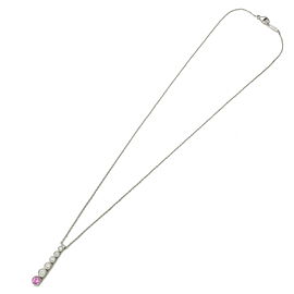 Authentic Tiffany&Co. Drop Necklace 5P Diamond 1P Pink Sapphire PT950 Used F/S