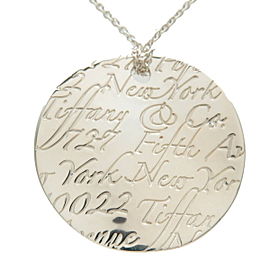 Authentic Tiffany&Co. Notes Round Tag Necklace Pendant Silver 925 Used F/S