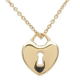 Authentic Tiffany&Co. Heart Lock Necklace K18YG 750YG Yellow Gold Used F/S