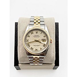 Rolex Datejust 16233 White Pyramid Dial 18K Yellow Gold Stainless Steel