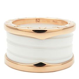 Auth BVLGARI B-zero1 Ring 4 Band K18 Rose Gold White Ceremic #52 US6 Used F/S