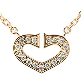 Authentic Cartier C Heart Diamond Necklace K18PG 750PG Rose Gold Used F/S