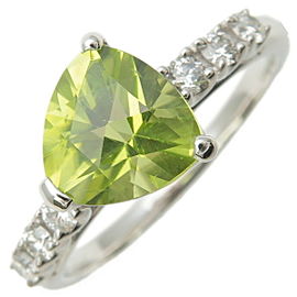 Auth TASAKI Peridot Diamond Ring 0.20ct K18 White Gold US7 EU54.5 Used F/S