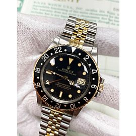 Rolex GMT Master Black Dial 18K Yellow Gold Stainless Steel