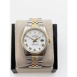 Rolex Datejust White Roman Dial 18K Yellow Gold Stainless Steel