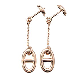 Authentic HERMES Chene Dunkle Farandole PM Earrings K18 750 Rose Gold Used F/S