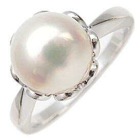 Authentic MIKIMOTO Pearl Ring PT900 Platinum US5-5.5 HK11.5 EU50 Used F/S