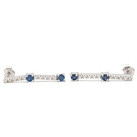 Authentic STAR JEWELRY Diamond Sapphire Earrings K18WG 750 White Gold Used F/S