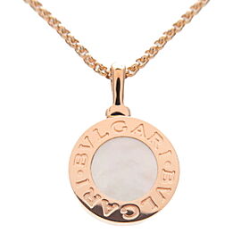 Authentic BVLGARI Necklace White Shell Pendant Top K18 750 Rose Gold