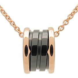 Authentic BVLGARI B-zero1 Necklace Black Ceramic K18PG 750 Rose Gold