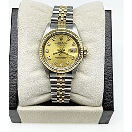 Rolex Ladies Datejust Champagne Factory Diamond Dial 18K Gold Steel