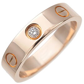 Authentic Cartier Mini Love Ring 1P Diamond K18 750 Rose Gold #48 US4.5 Used F/S