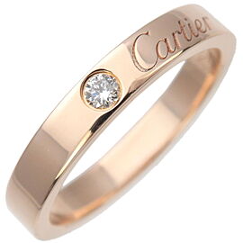 Auth Cartier Engraved Ring 1P Diamond K18PG 750 Rose Gold #50 US5-5.5 Used F/S