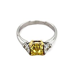 Tiffany & Co. Fancy Vivid Yellow Radiant 1.52 tcw Diamond Engagement Ring Plat