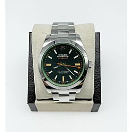 Rolex Milgauss Green Crystal Black Dial Steel