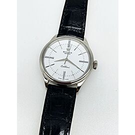 Rolex Cellini 50509 White Dial 18K White Gold Black Leather