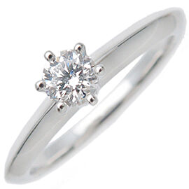 Auth Tiffany & Co. Solitaire Diamond Ring 0.18ct PT950 Platinum