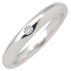 Auth Tiffany & Co. Stacking Band Ring 1P Diamond PT950 Platinum