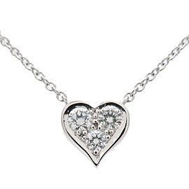 Authentic Tiffany&Co. Sentimental Heart 3P Diamond Necklace Platinum Used F/S