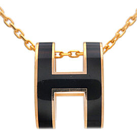 HERMES Pop Ash Logo Necklace Yellow Gold