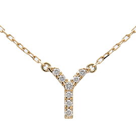 AHKAH Initial Y Diamond Necklace Yellow Gold