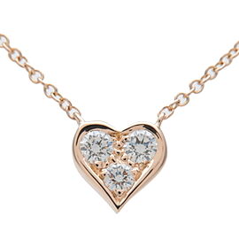 Authentic Tiffany&Co. Sentimental Heart 3P Diamonds Necklace Rose Gold Used F/S