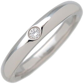 Auth Tiffany&Co. Stacking Band Ring 1P Diamond 950 Platinum