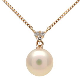 TASAKI Pearl Diamond Necklace 0.04ct K18YG Yellow Gold