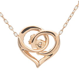 4 ℃ Heart Diamond Necklace K18PG 750PG Rose Gold Used F/S