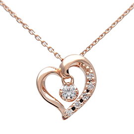 4℃ Heart Diamond Charm Necklace K18PG 750PG Rose Gold Used F/S