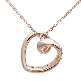 4℃ Heart Diamond Charm Necklace K18PG 750PG Rose Gold Used F/S