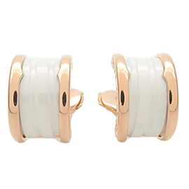 BVLGARI B-Zero1 Earring White Ceramic K18PG Ceramic Rose Gold Used F/S