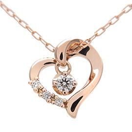 4℃ Heart Charm 4P Diamond Necklace K18PG 750PG Rose Gold