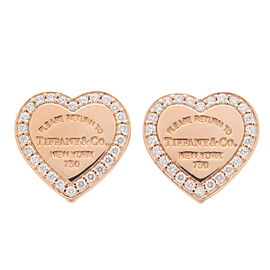 Tiffany&Co. Return to Tiffany Heart Tag Diamond Earrings K18PG