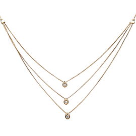 3P Diamond Layered Necklace 0.1ct K18YG 750YG Yellow Gold