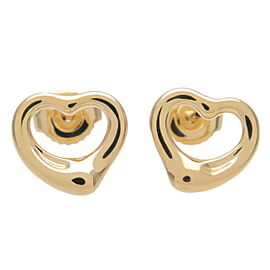 Tiffany&Co. Open Heart Earrings K18YG 750YG Yellow Gold Used F/S