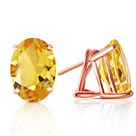 13 CTW 14K Solid Rose Gold French Clips Earrings Natural Citrine